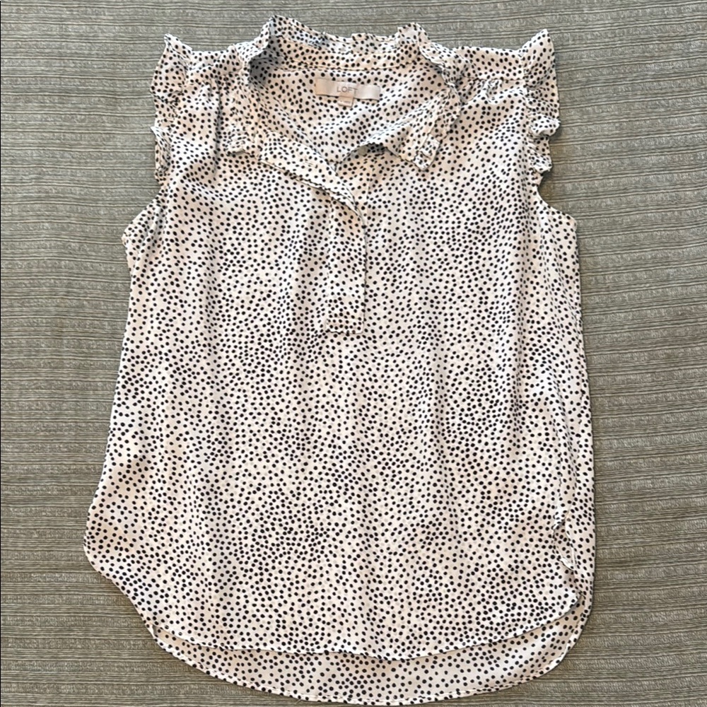 LOFT Black and White Blouse with polka dots